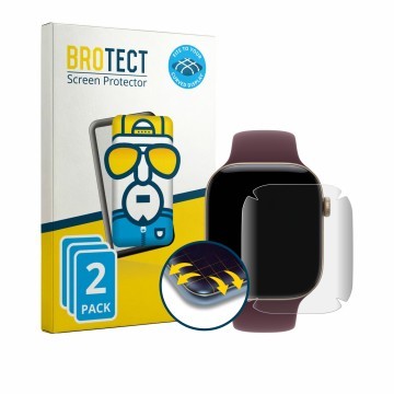 Vorderseite einer Produktverpackung mit dem Markenlogo BROTECT. Daneben ist das Gerät Apple Watch Series 12 (46 mm) mit dem zu