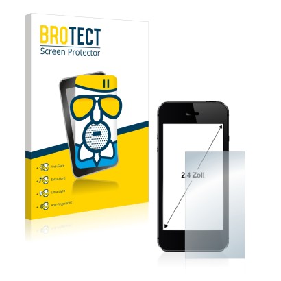 Front side of a product packaging with the brand logo BROTECT. Next to it is the device shown with the corresponding screen pr