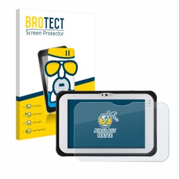 Vorderseite einer Produktverpackung mit dem Markenlogo BROTECT. Daneben ist das Gerät Panasonic Toughpad FZ-M1 mit dem zugehör