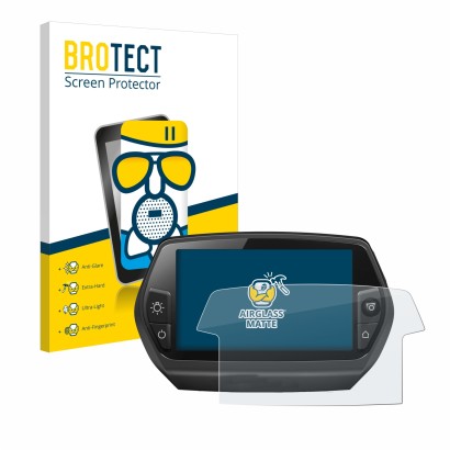 Parte frontal de un envase de producto con el logotipo de la marca BROTECT. Al lado se muestra el dispositivo Bosch Nyon 2014 