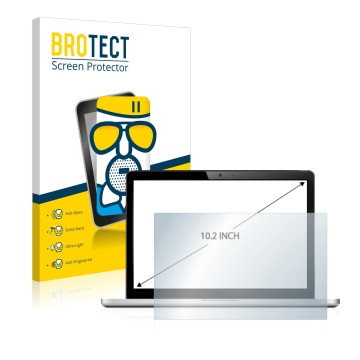 Face avant d’un emballage produit avec le logo de la marque BROTECT. À côté, l’appareil est représenté avec la protection d’éc