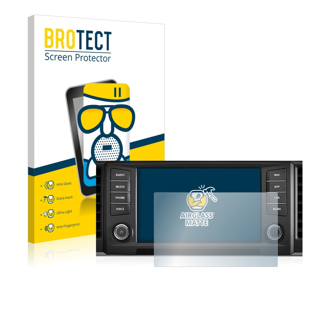 Parte frontal de un envase de producto con el logotipo de la marca BROTECT. Al lado se muestra el dispositivo Seat Ateca 2016 