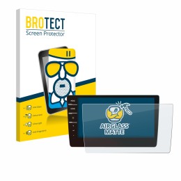 Front side of a product packaging with the brand logo BROTECT. Next to it is the device Volkswagen Golf 7 Discover Pro 9.2