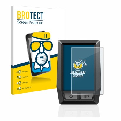 Front side of a product packaging with the brand logo BROTECT. Next to it is the device Bosch Kiox shown with the correspondin