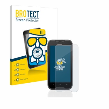 Vorderseite einer Produktverpackung mit dem Markenlogo BROTECT. Daneben ist das Gerät Datalogic Memor 10 mit dem zugehörigen D