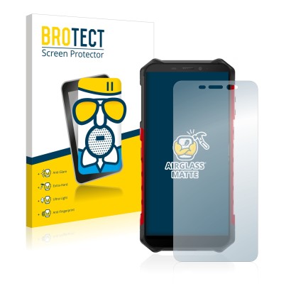 Front side of a product packaging with the brand logo BROTECT. Next to it is the device Ulefone Armor X5 shown with the corres