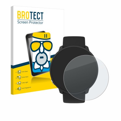 Front side of a product packaging with the brand logo BROTECT. Next to it is the device Polar Unite shown with the correspondi