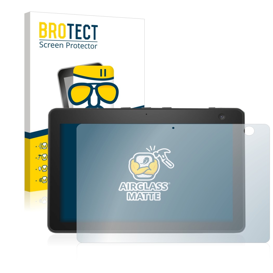 Parte frontale di una confezione del prodotto con il logo del marchio BROTECT. Accanto è raffigurato il dispositivo Amazon Ech