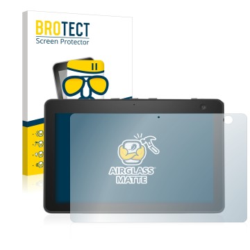 Face avant d’un emballage produit avec le logo de la marque BROTECT. À côté, l’appareil Amazon Echo Show 10 (3ème Gen.) est re