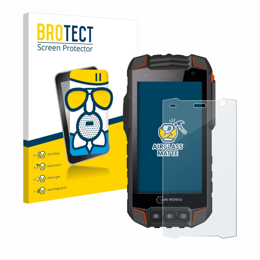 Parte frontale di una confezione del prodotto con il logo del marchio BROTECT. Accanto è raffigurato il dispositivo i.safe MOB