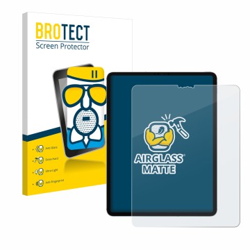 Front side of a product packaging with the brand logo BROTECT. Next to it is the device Apple iPad Pro 12.9