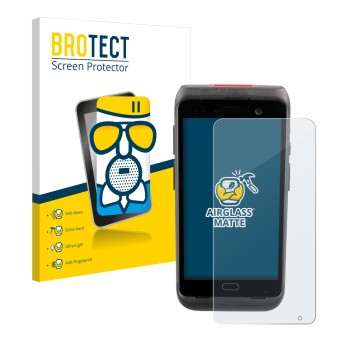 Front side of a product packaging with the brand logo BROTECT. Next to it is the device Honeywell CT40 XP shown with the corre