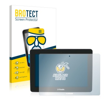 Front side of a product packaging with the brand logo BROTECT. Next to it is the device Trimble GFX-750 shown with the corresp