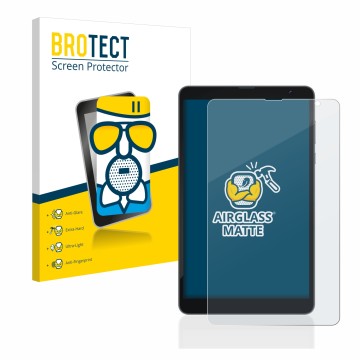 Vorderseite einer Produktverpackung mit dem Markenlogo BROTECT. Daneben ist das Gerät Blackview Tab 6 mit dem zugehörigen Disp