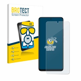 Parte frontal de un envase de producto con el logotipo de la marca BROTECT. Al lado se muestra el dispositivo Xiaomi Redmi Not