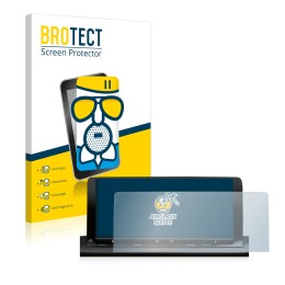 Front side of a product packaging with the brand logo BROTECT. Next to it is the device Volkswagen Caddy 5 Discover Media 10