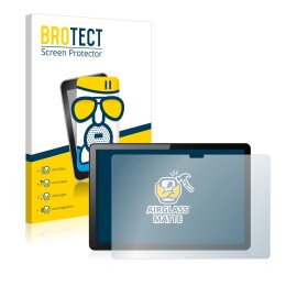 Parte frontal de un envase de producto con el logotipo de la marca BROTECT. Al lado se muestra el dispositivo Lenovo Tab M10 (