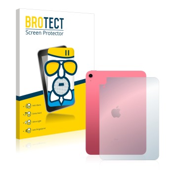 Face avant d’un emballage produit avec le logo de la marque BROTECT. À côté, l’appareil Apple iPad 10.9