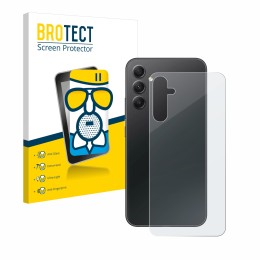 Front side of a product packaging with the brand logo BROTECT. Next to it is the device Samsung Galaxy A34 5G (Back) shown wit