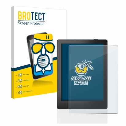 Vorderseite einer Produktverpackung mit dem Markenlogo BROTECT. Daneben ist das Gerät Boox Poke 5 mit dem zugehörigen Displays