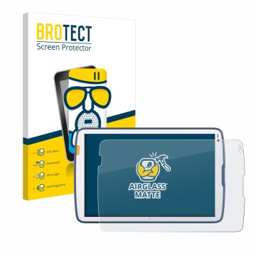 Parte frontal de un envase de producto con el logotipo de la marca BROTECT. Al lado se muestra el dispositivo Zebra ET40 10.1