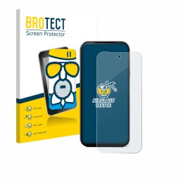 Vorderseite einer Produktverpackung mit dem Markenlogo BROTECT. Daneben ist das Gerät Fairphone 5 mit dem zugehörigen Displays