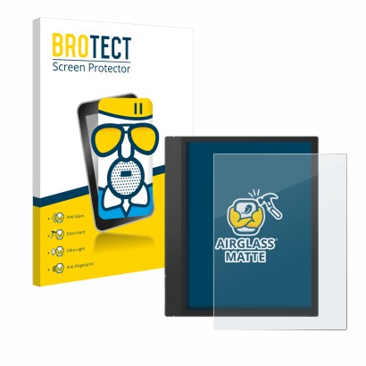 Vorderseite einer Produktverpackung mit dem Markenlogo BROTECT. Daneben ist das Gerät Boox Note Air 3 C mit dem zugehörigen Di