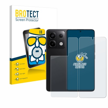 Front side of a product packaging with the brand logo BROTECT. Next to it is the device Xiaomi Redmi Note 13 Pro 5G (Front+Bac