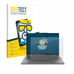 Parte frontal de un envase de producto con el logotipo de la marca BROTECT. Al lado se muestra el dispositivo Lenovo Yoga 7 2-