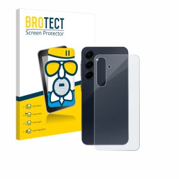 Parte frontal de un envase de producto con el logotipo de la marca BROTECT. Al lado se muestra el dispositivo Samsung Galaxy A