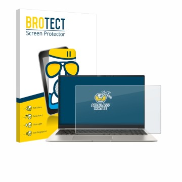 Vorderseite einer Produktverpackung mit dem Markenlogo BROTECT. Daneben ist das Gerät ASUS ZenBook 15 OLED UM3504 mit dem zuge