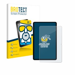 Parte frontal de un envase de producto con el logotipo de la marca BROTECT. Al lado se muestra el dispositivo Blackview Tab 18