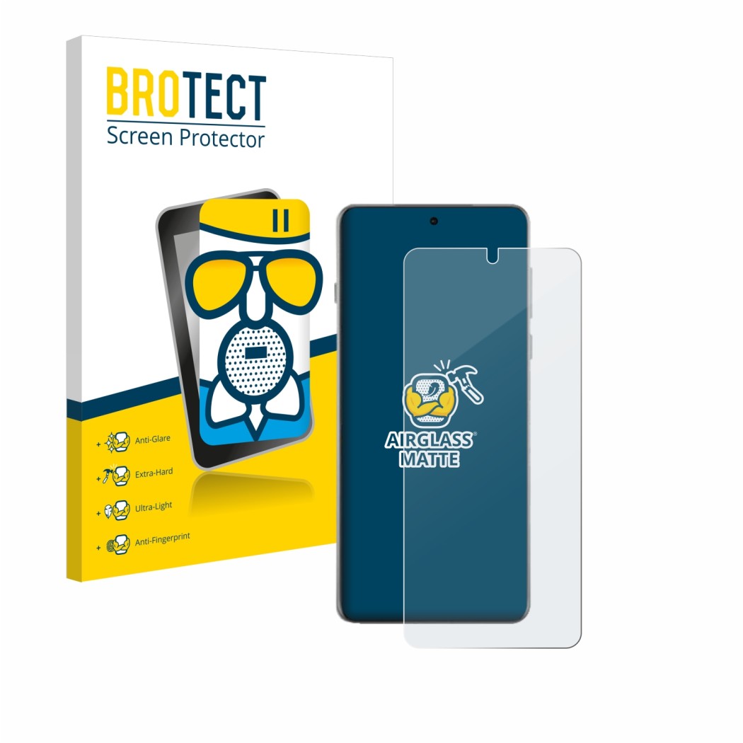 Vorderseite einer Produktverpackung mit dem Markenlogo BROTECT. Daneben ist das Gerät Oppo Find X8 Pro mit dem zugehörigen Dis