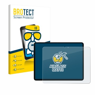 Front side of a product packaging with the brand logo BROTECT. Next to it is the device Apple iPad Air 13