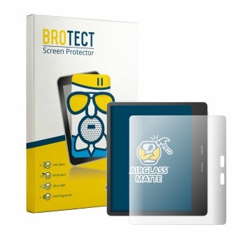 Vorderseite einer Produktverpackung mit dem Markenlogo BROTECT. Daneben ist das Gerät Boox Leaf 5 mit dem zugehörigen Displays