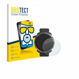 Parte frontal de un envase de producto con el logotipo de la marca BROTECT. Al lado se muestra el dispositivo Polar Grit X2 co