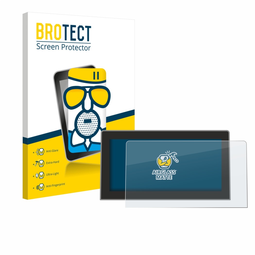 Front side of a product packaging with the brand logo BROTECT. Next to it is the device Volkswagen Tiguan 3 2024 2025 12.9