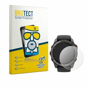 Front side of a product packaging with the brand logo BROTECT. Next to it is the device Garmin Fenix 8 Pro AMOLED (47 mm) show