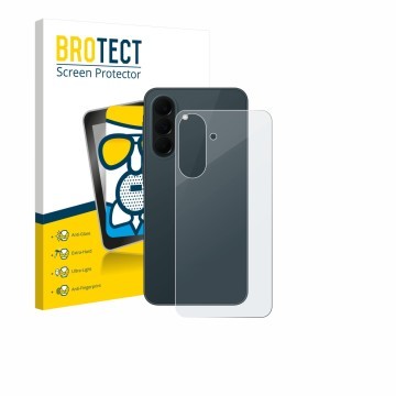 Vorderseite einer Produktverpackung mit dem Markenlogo BROTECT. Daneben ist das Gerät Samsung Galaxy A37 5G (Rückseite) mit de