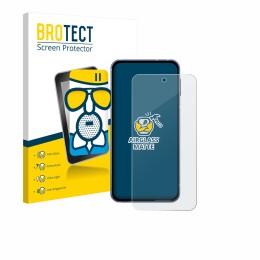 Face avant d’un emballage produit avec le logo de la marque BROTECT. À côté, l’appareil Sharp Aquos Sense 10 est représenté av