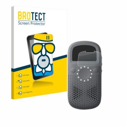 Parte frontal de un envase de producto con el logotipo de la marca BROTECT. Al lado se muestra el dispositivo Relay X con su p