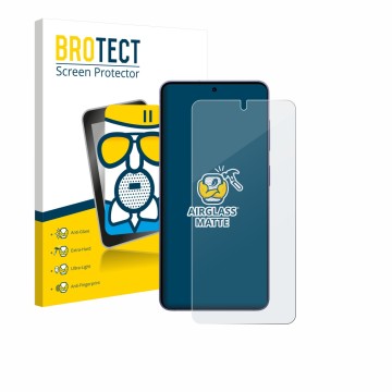 Face avant d’un emballage produit avec le logo de la marque BROTECT. À côté, l’appareil Samsung Galaxy S26 est représenté avec