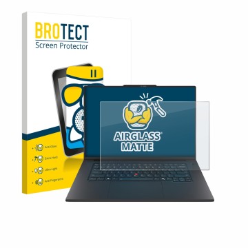 Vorderseite einer Produktverpackung mit dem Markenlogo BROTECT. Daneben ist das Gerät Lenovo ThinkPad P1 Gen 8 16