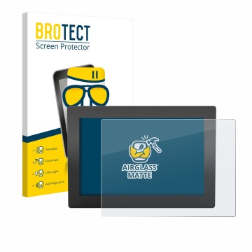 Face avant d’un emballage produit avec le logo de la marque BROTECT. À côté, l’appareil WAGO Web Panel 400 762-3404 est représ