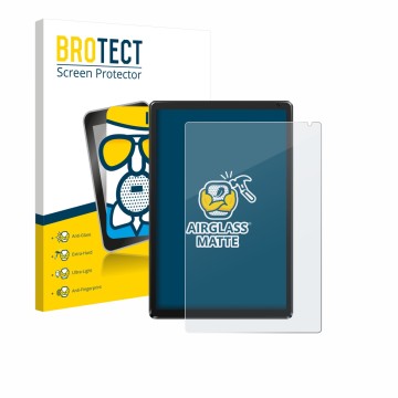 Vorderseite einer Produktverpackung mit dem Markenlogo BROTECT. Daneben ist das Gerät Ainmel AMLC12 10.1