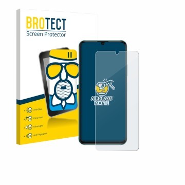 Vorderseite einer Produktverpackung mit dem Markenlogo BROTECT. Daneben ist das Gerät Huawei Enjoy 70 mit dem zugehörigen Disp