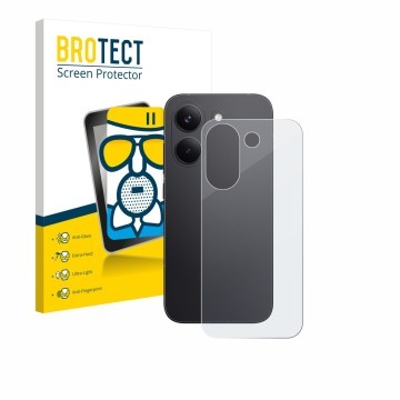 Front side of a product packaging with the brand logo BROTECT. Next to it is the device Xiaomi Poco X8 Pro (Back) shown with t