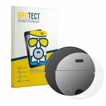 Parte frontale di una confezione del prodotto con il logo del marchio BROTECT. Accanto è raffigurato il dispositivo Roborock S