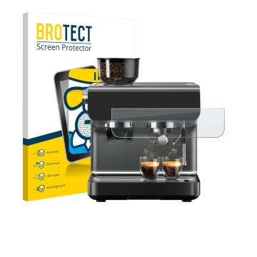 Face avant d’un emballage produit avec le logo de la marque BROTECT. À côté, l’appareil WMF Espresso Pro est représenté avec l