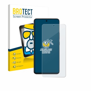 Parte frontal de un envase de producto con el logotipo de la marca BROTECT. Al lado se muestra el dispositivo Vivo V60 Lite 5G